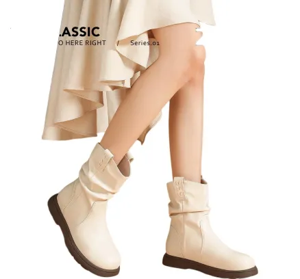 Botas de Tobillo Gruesas para Mujer ZHR 2025 Nuevas Botas de Invierno Planas Gruesas Martin del Noreste