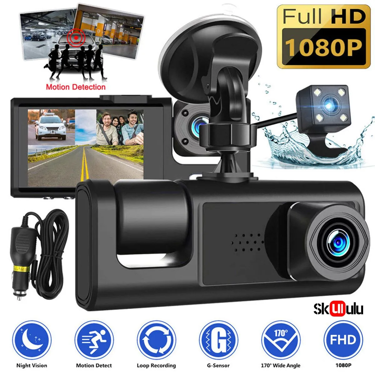 Skululu Car dashboard camera 3 1080p wide-angle recorder