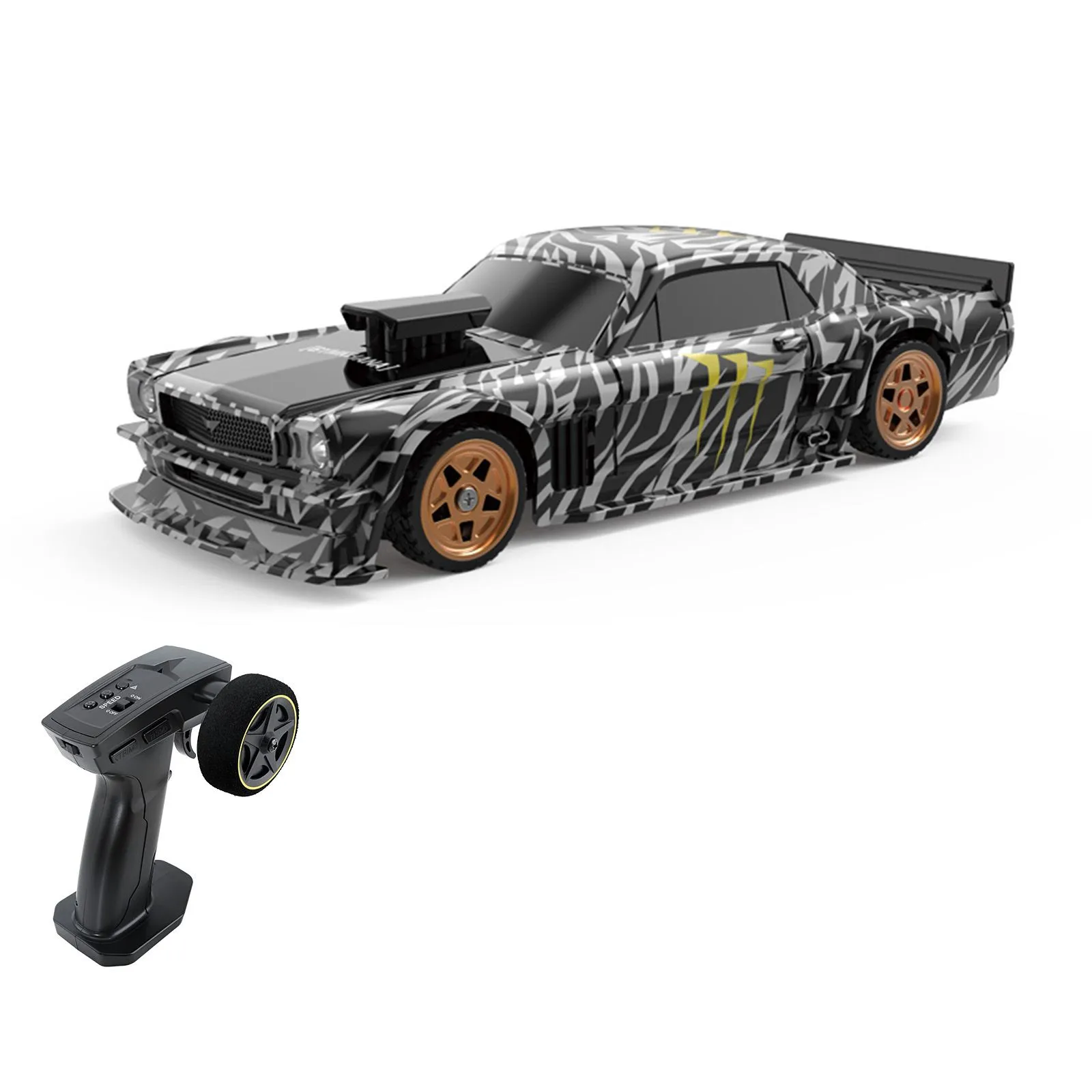 Remote Control Drift Car 2.4GHz 1/43 Remote Control Car 4WD Fully Proportional Remote Control Racing Car with Simulated Lighting Drifting Forward Backward, Turn Left, Turn Right