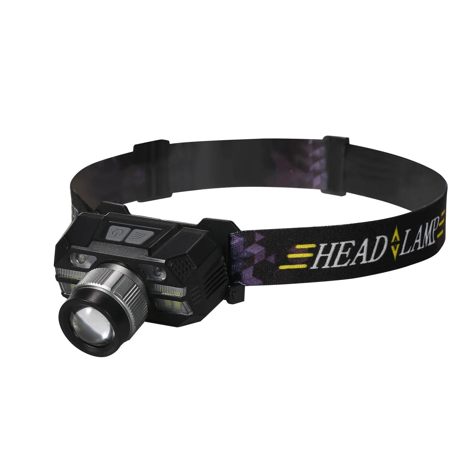 Rechargeable Headlamp LED Flashlights Camping Hiking Head Lamp Smart Sensor Headlight 5 Lighting Modes Adjustable Headband Outdoor Fishing Running Cycling