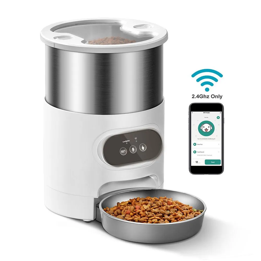 Stainless steel pet smart feeders WIFI controlled timing quantitative ...