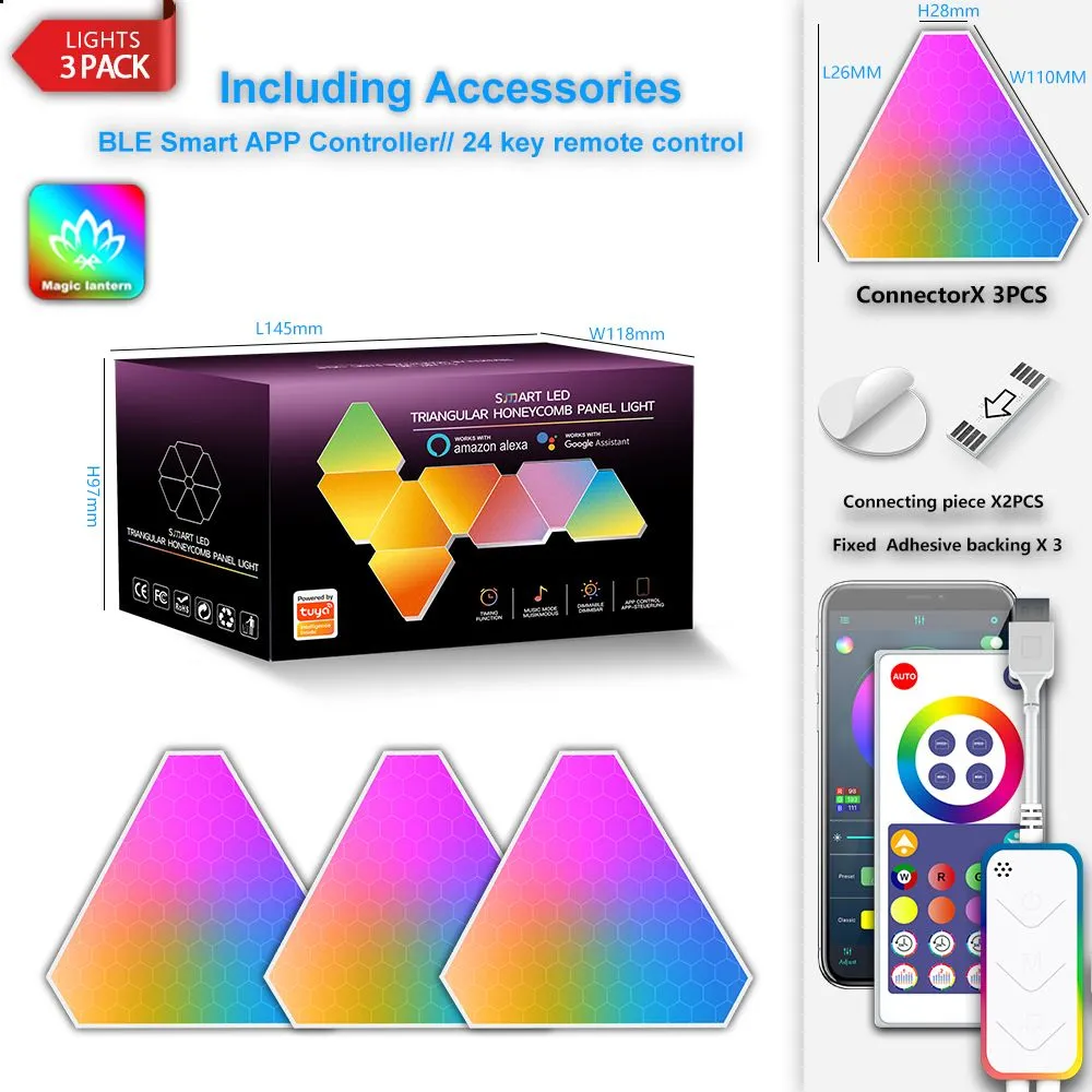 Triangle Quantum Light Panels,LED Wall Lights for Gaming and Smart Home ...