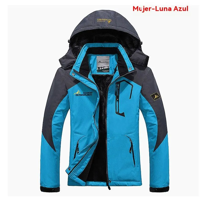 Women's Winter Jacket Waterproof Ski Jacket Warm Fleece Jacket Multi Pocket Parka Raincoat L Size Moon Blue