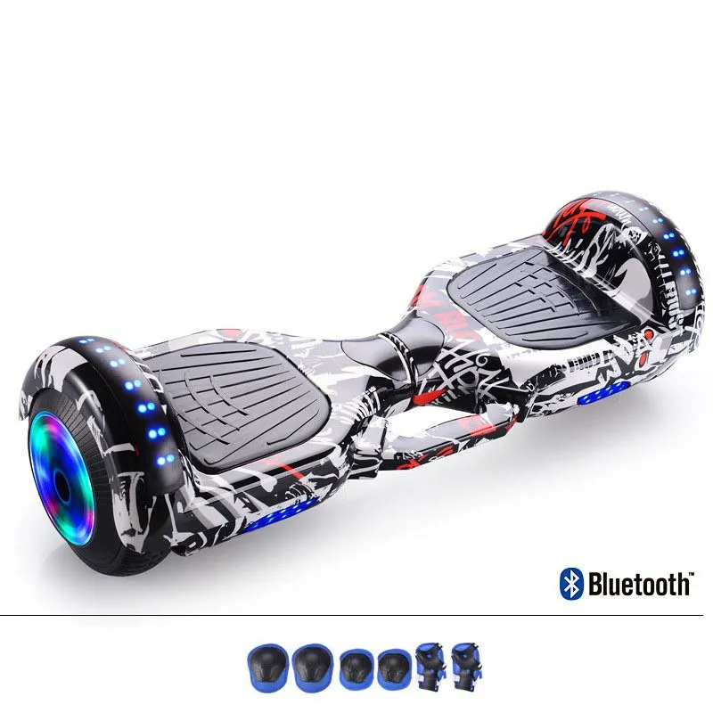 SISIGAD Hoverboard for Kids Ages 6-12, with Built-in Bluetooth Speaker and 7" Colorful Lights Wheels, Safety Certified Self Balancing Scooter Gift for Kids-Style H