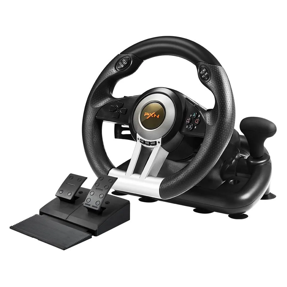 PXN PC Racing Wheel, V3 PRO 180 Degree Universal USB Car Sim Game Steering Wheel with Pedals for Xbox One, Xbox Series S/X PS3, PS4, Switch,Black