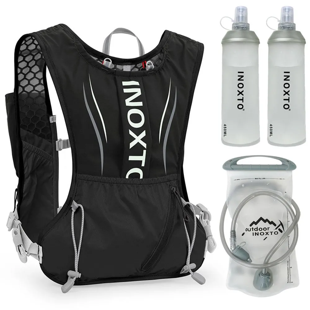 5L Hydration Vest Backpack Water Running Vest Pack with 1pc 1.5L Water Bladder and 2pcs 450ml Soft Water Bottles
