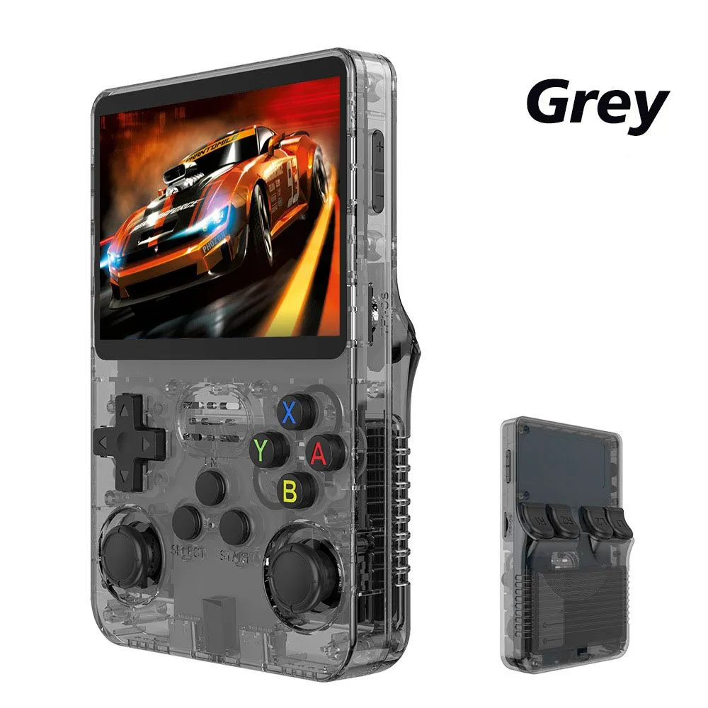 R36S new open source handheld game console retro GBA arcade cross-border classic FC arcade portable PSP dual system-128G grey[Linux system + 11 emulator]  dual SIM