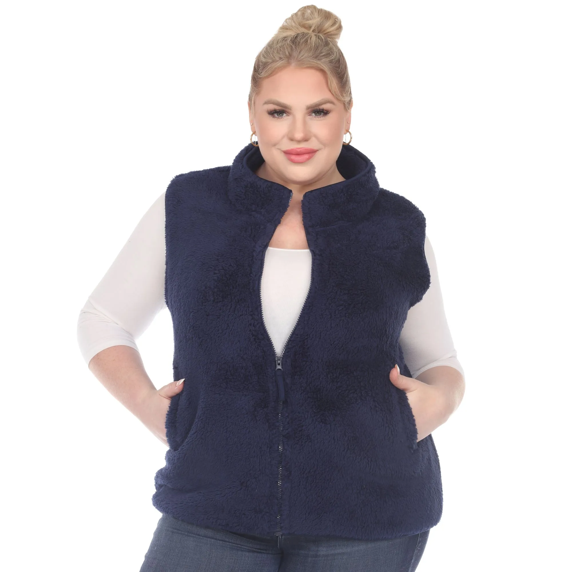 Vestido con cremallera sherpa de talla grande